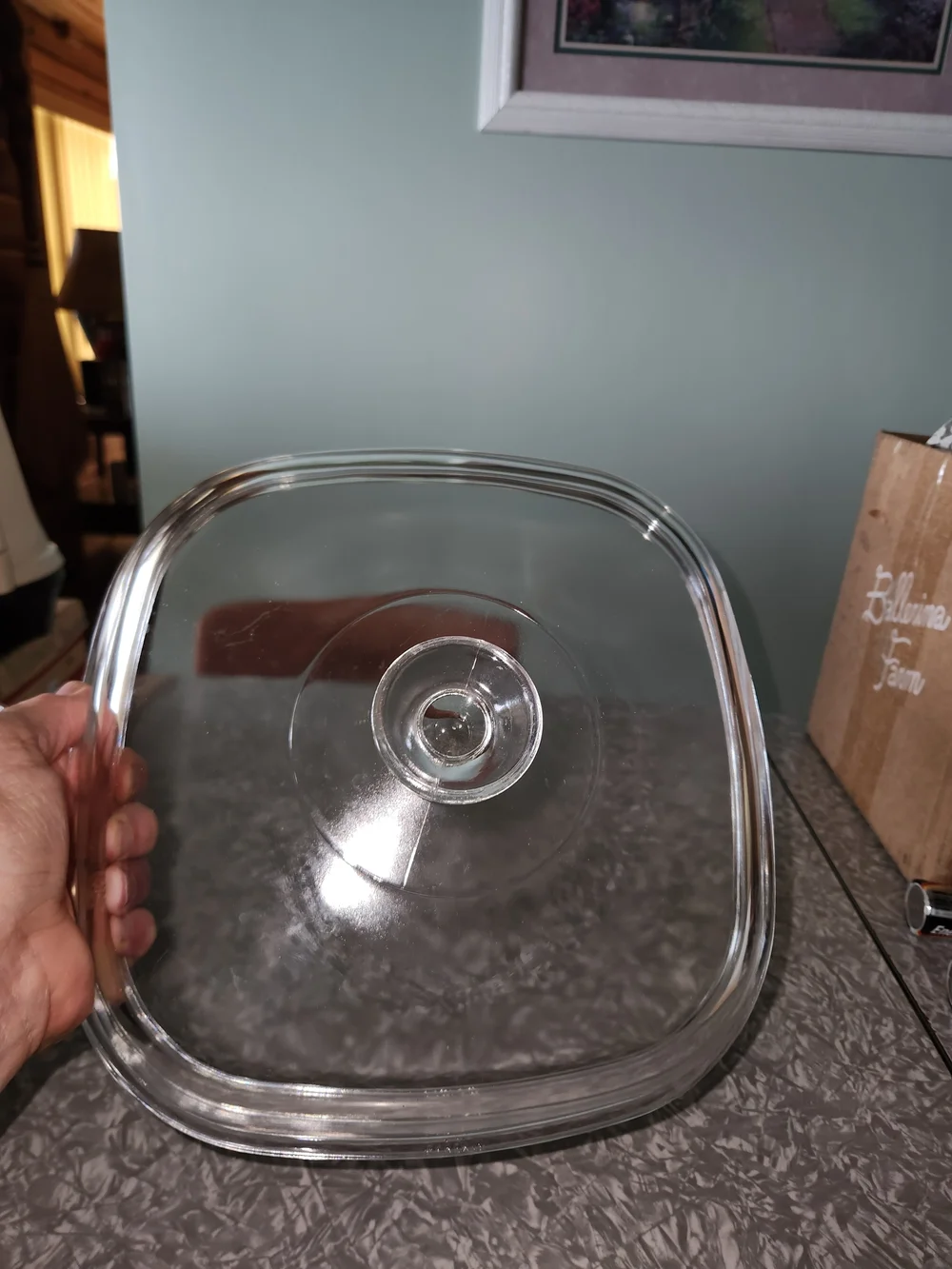Pyrex Clear Glass Square Lid with Handle